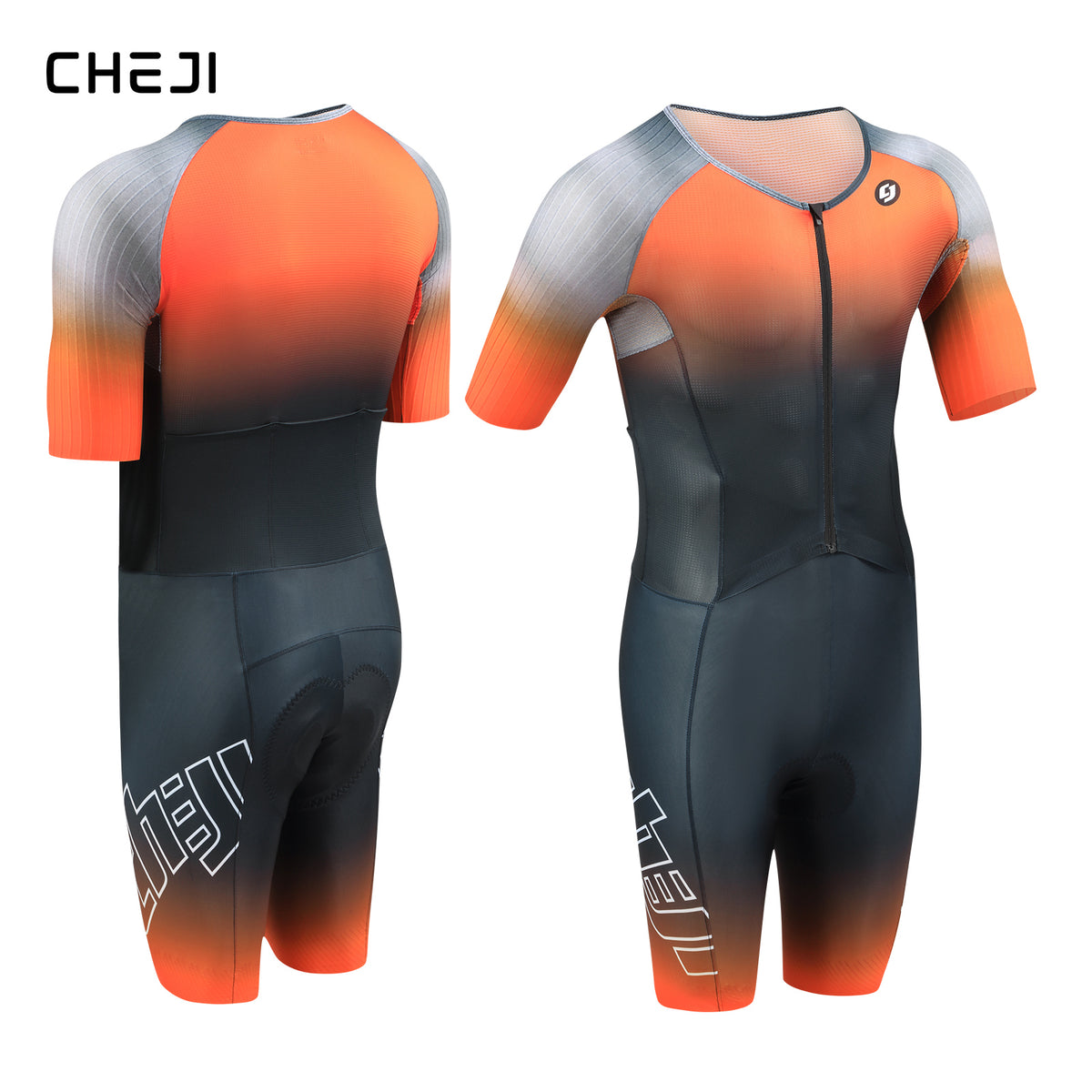 CHEJI Pro Aero Cycling Road Suit Men One Piece Tight Bodysuit Anti-Slip Leg Grips Road Bicycle