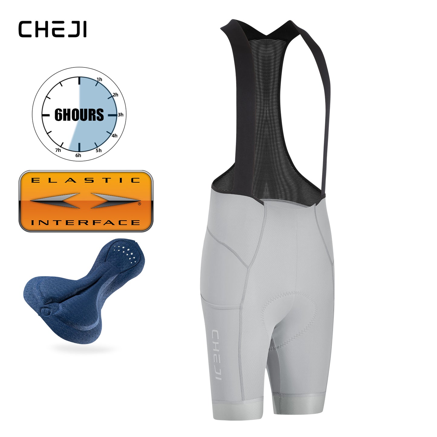Cheji Men's Cycling Bib Shorts High-Quality Elastic Interface Pad