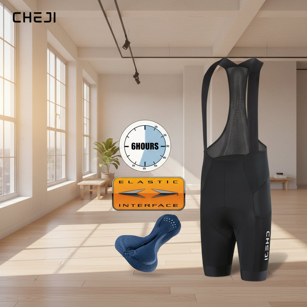 Cheji Men's Cycling Bib Shorts High-Quality Elastic Interface Pad