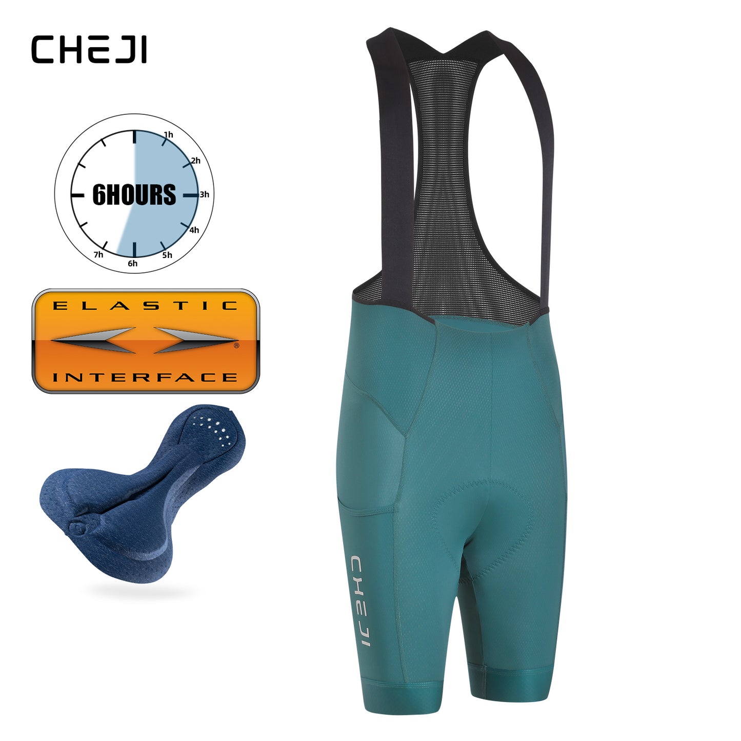 Cheji Men's Cycling Bib Shorts High-Quality Elastic Interface Pad