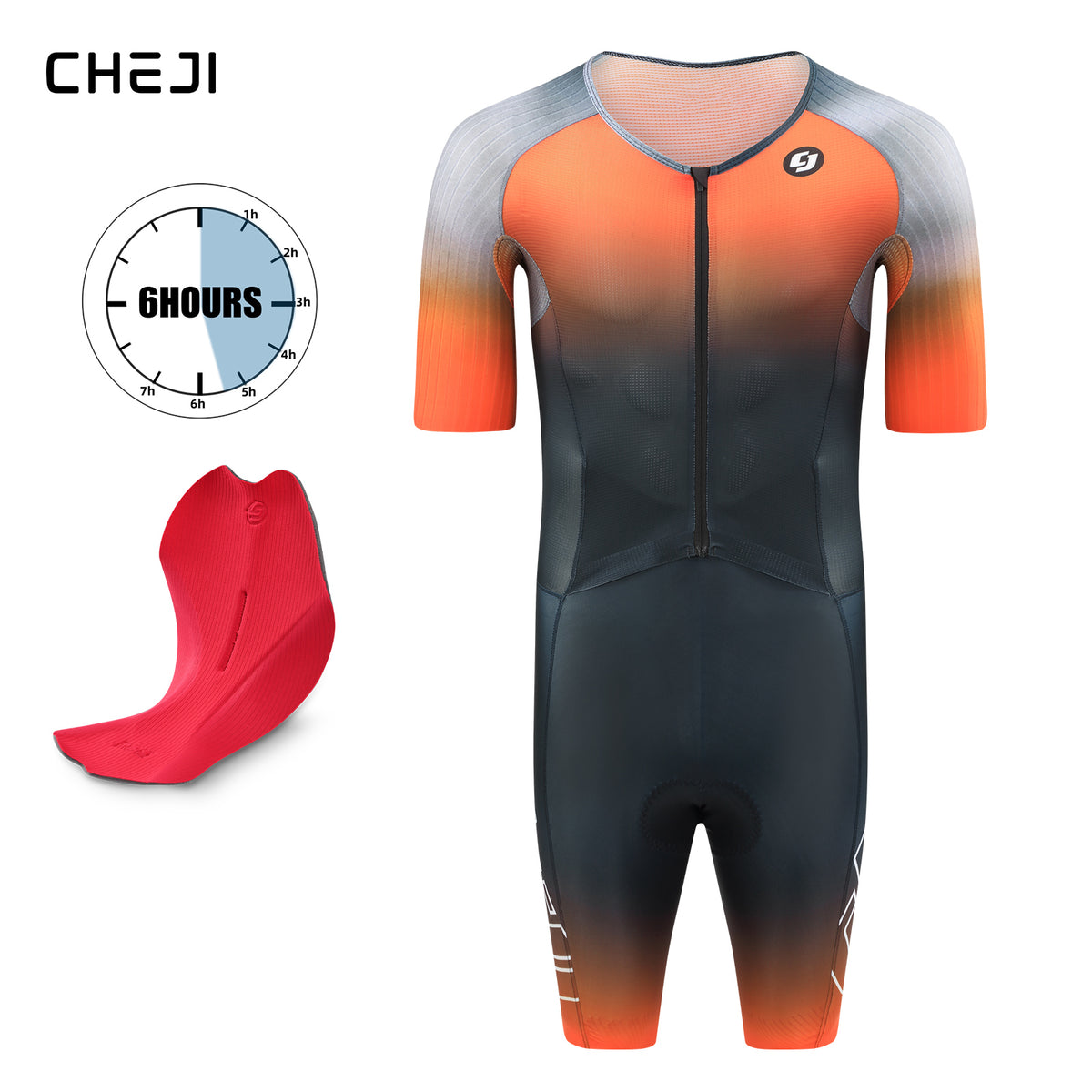 CHEJI Pro Aero Cycling Road Suit Men One Piece Tight Bodysuit Anti-Slip Leg Grips Road Bicycle